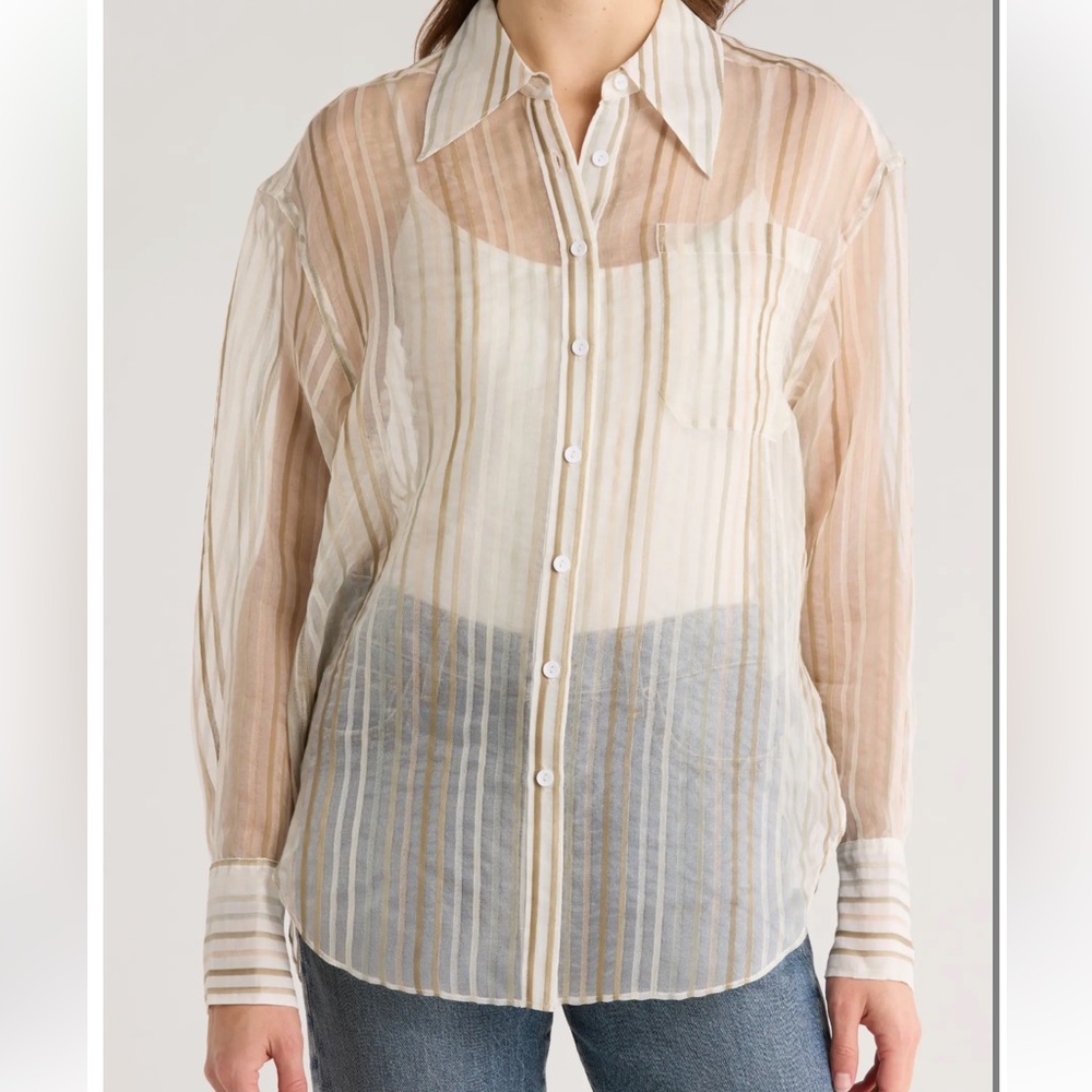 Joie Keeley Stripe Silk & Cotton
Button-Up Shirt NWT